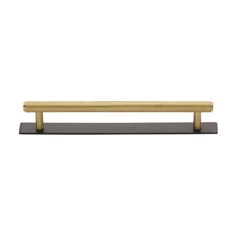 Knurled Cabinet Pull Handle with Plate - PL4458 160-BSB