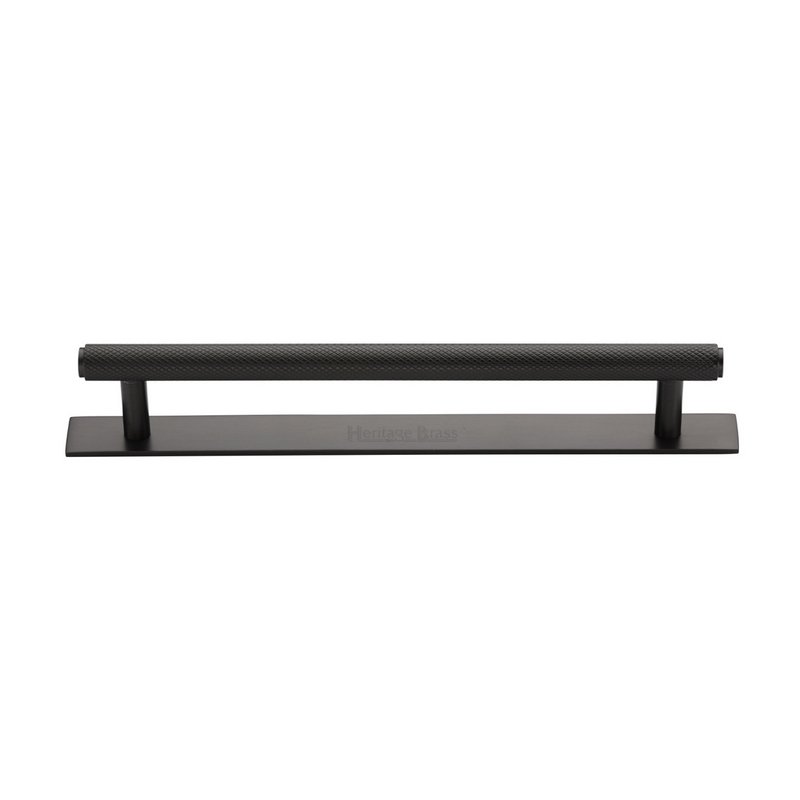 Knurled Cabinet Pull Handle with Plate - PL4458 160-MB