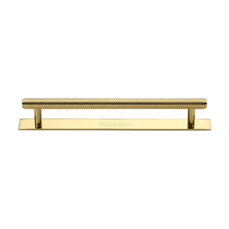 Knurled Cabinet Pull Handle with Plate - PL4458 160-PB
