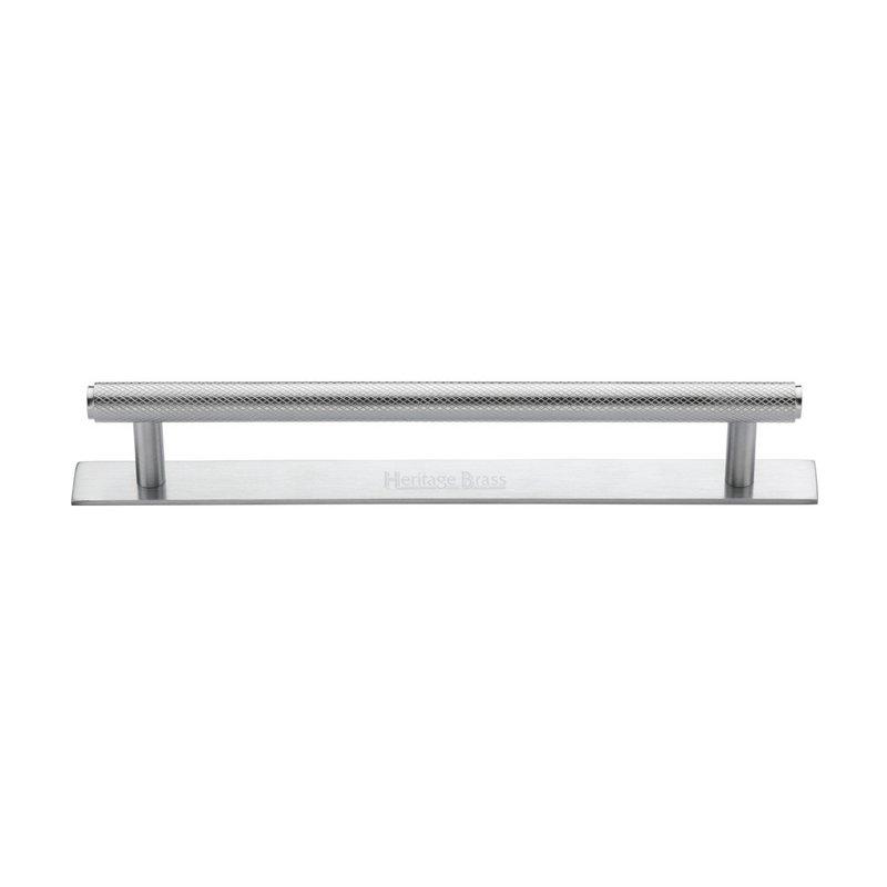 Knurled Cabinet Pull Handle with Plate - PL4458 160-SC