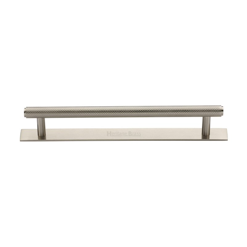 Knurled Cabinet Pull Handle with Plate - PL4458 160-SN