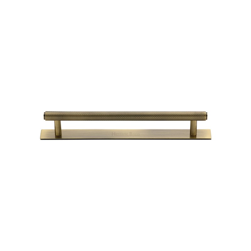Knurled Cabinet Pull Handle with Plate - PL4458 96-AT