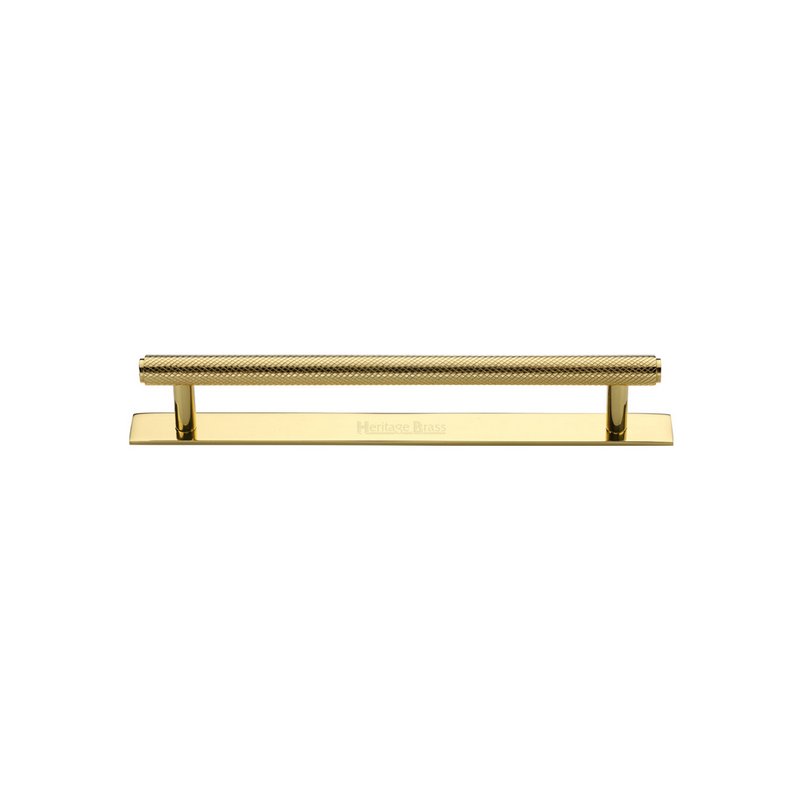 Knurled Cabinet Pull Handle with Plate - PL4458 96-PB