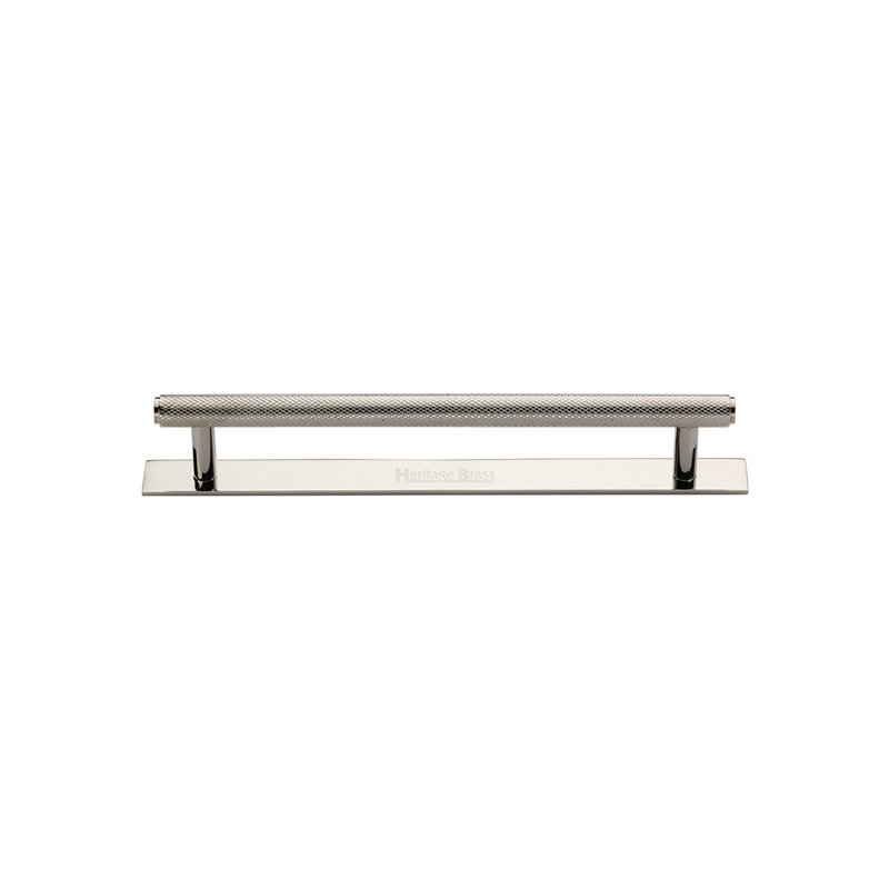 Knurled Cabinet Pull Handle with Plate - PL4458 96-PNF