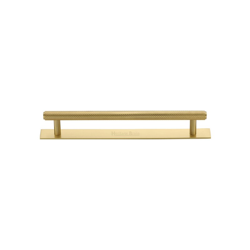 Knurled Cabinet Pull Handle with Plate - PL4458 96-SB
