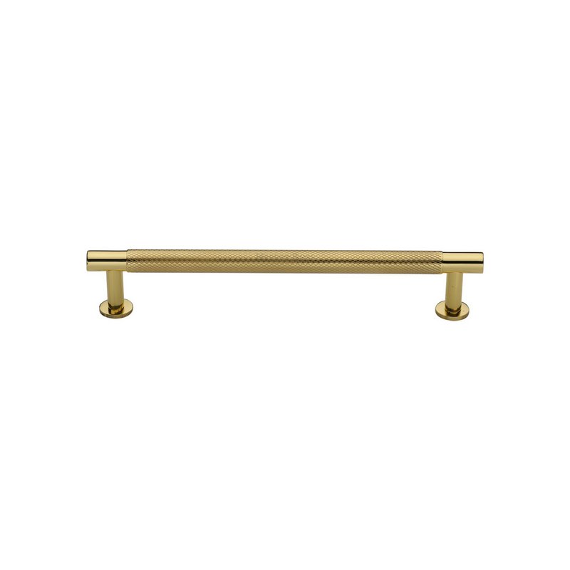 Partial Knurled Cabinet Pull Handle with Rose - V4462 128-PB