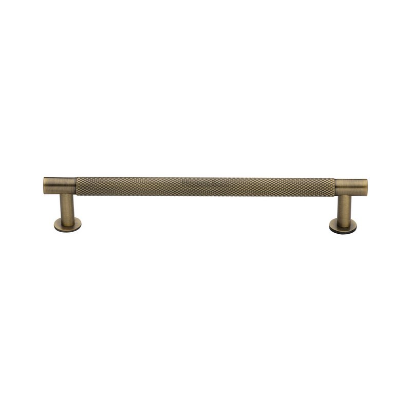 Partial Knurled Cabinet Pull Handle with Rose - V4462 160-AT