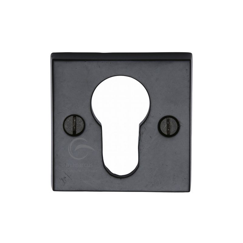 Euro Profile Cylinder Escutcheon Square Black Iron - FB158