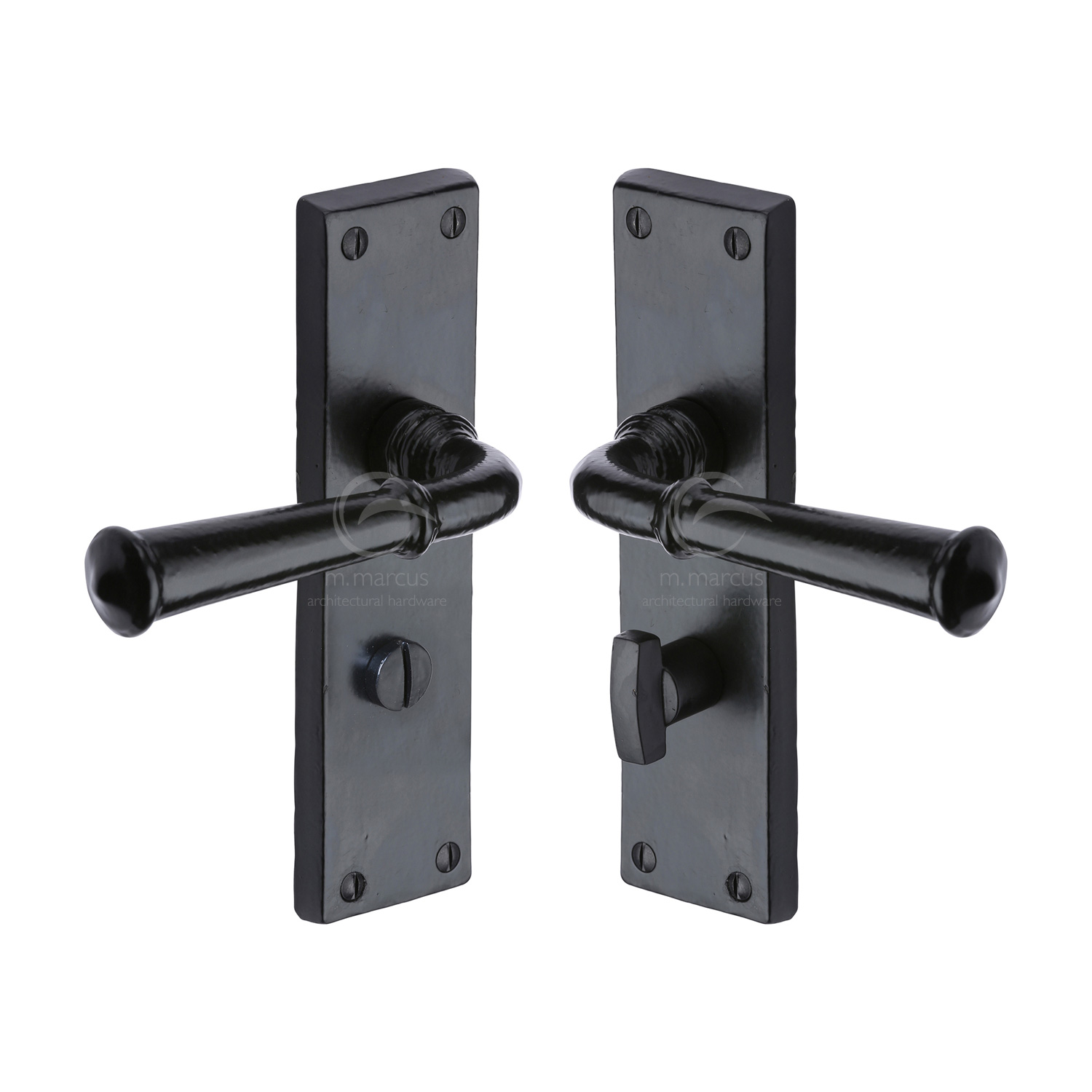 Black Iron Ashfield Door Handle on Plate - FB3730