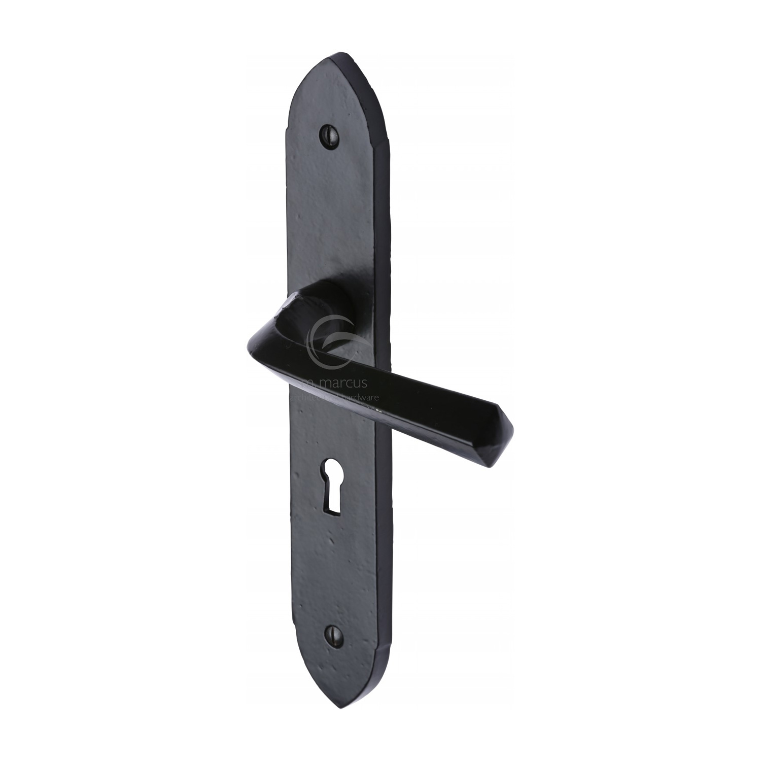 Black Iron Grafton Door Handle on Plate - FB4400