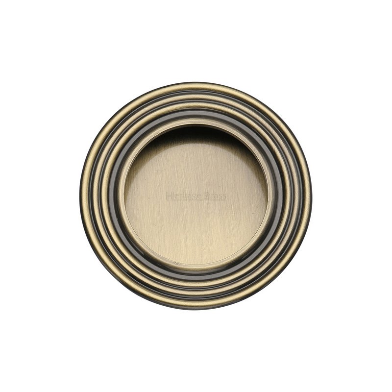 Round Reeded Flush Pull  - C1837-AT
