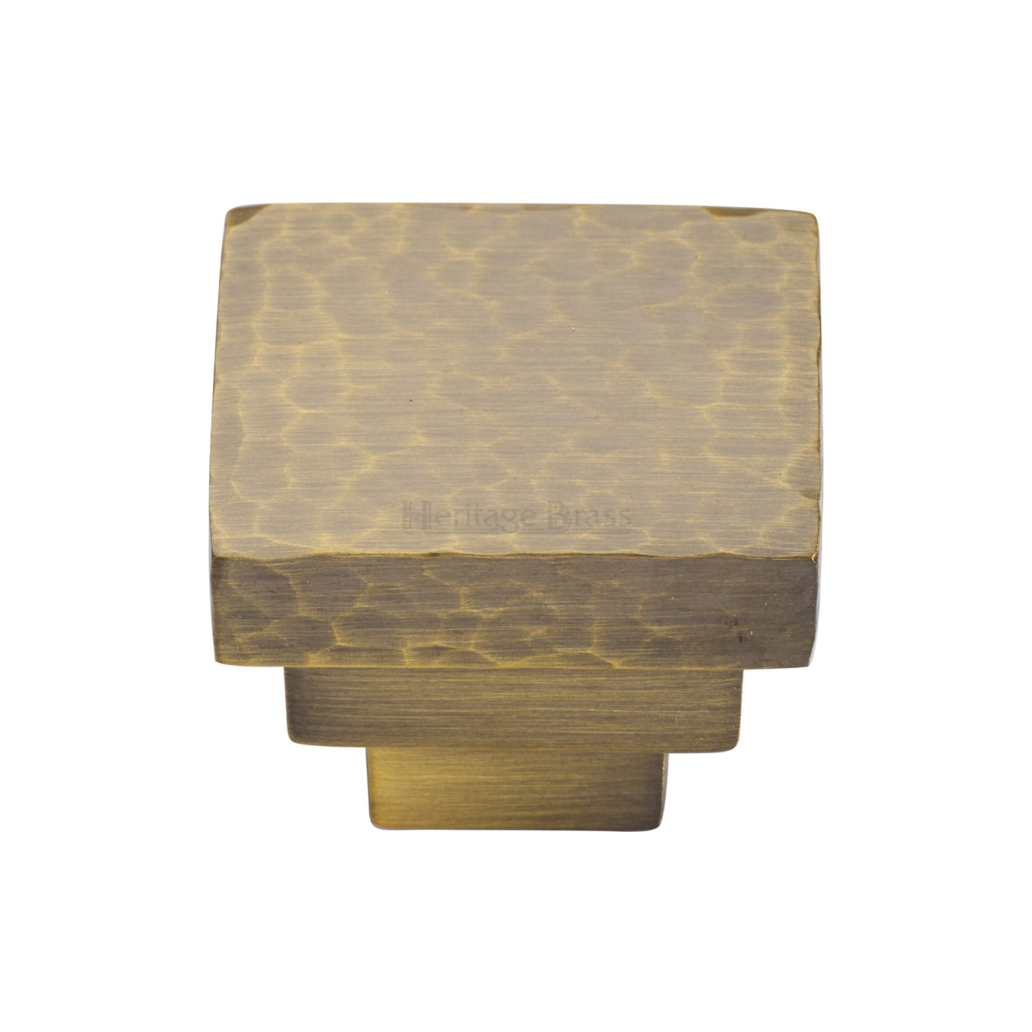 Square Stepped Cabinet Knob Hammered Design - HAM3672 32-AT