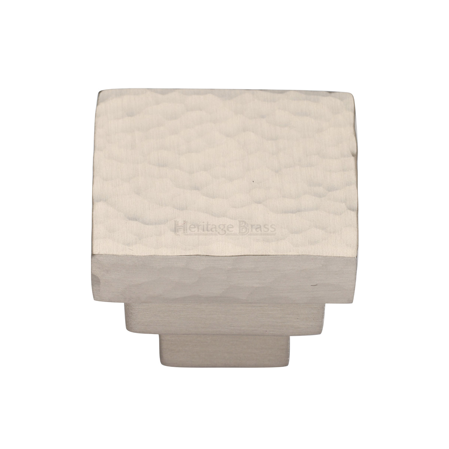 Square Stepped Cabinet Knob Hammered Design - HAM3672 32-SN