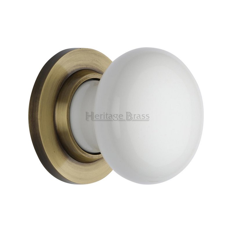 Plain White Porcelain Door Knob on Rose - 5010-AT