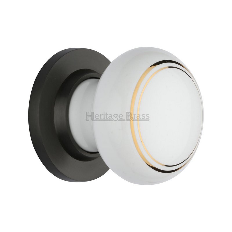 Gold Line Door Knob on Rose - 6010-MB