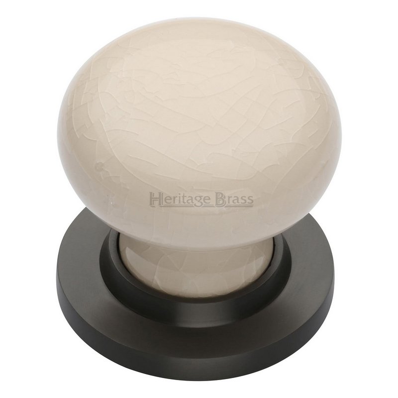 Cream Crackle Door Knob on Rose - 8010-MB