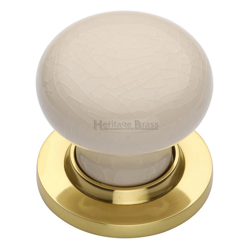 Cream Crackle Door Knob on Rose - 8010-PB