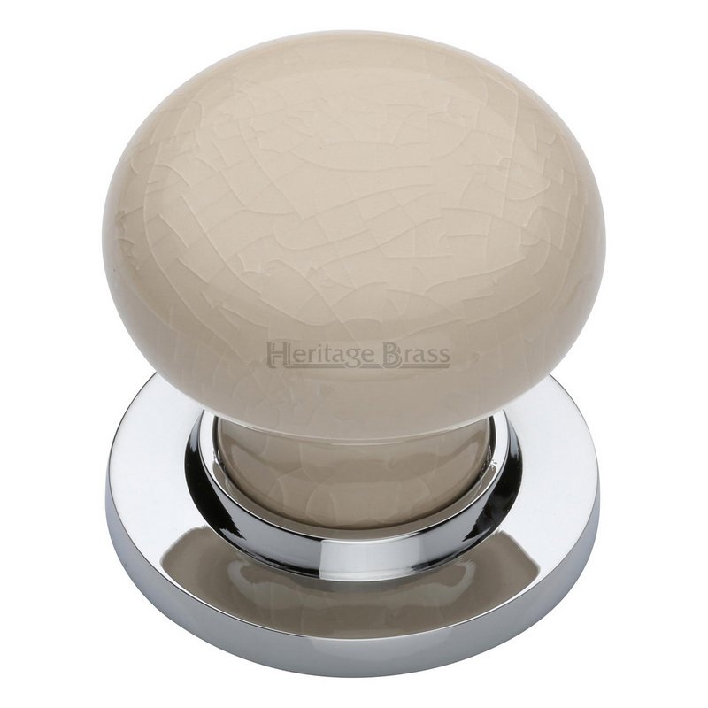 Cream Crackle Door Knob on Rose - 8010-PC