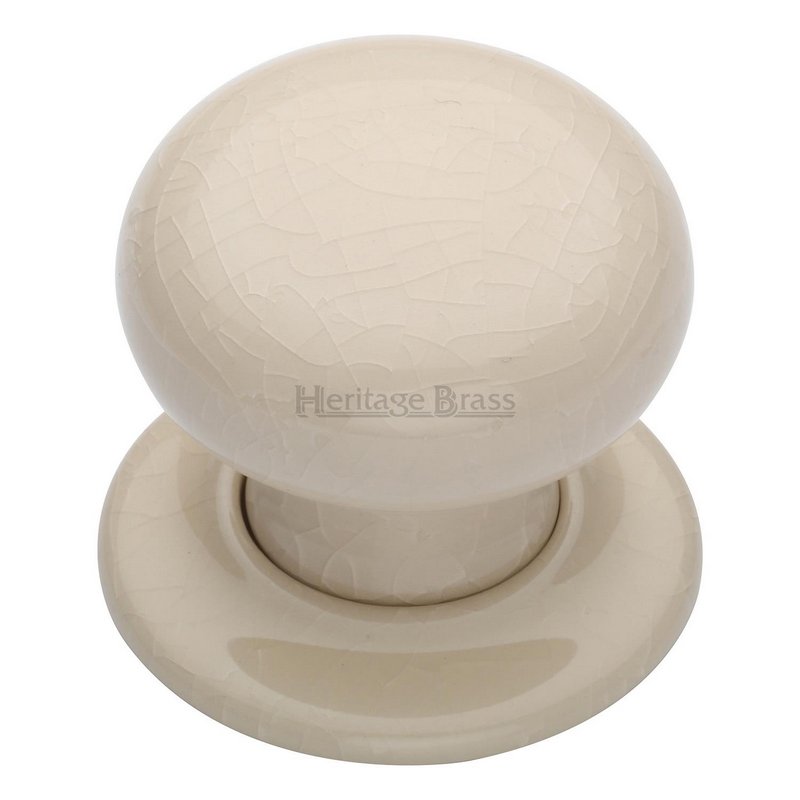 Cream Crackle Door Knob on Rose - 8010-PR