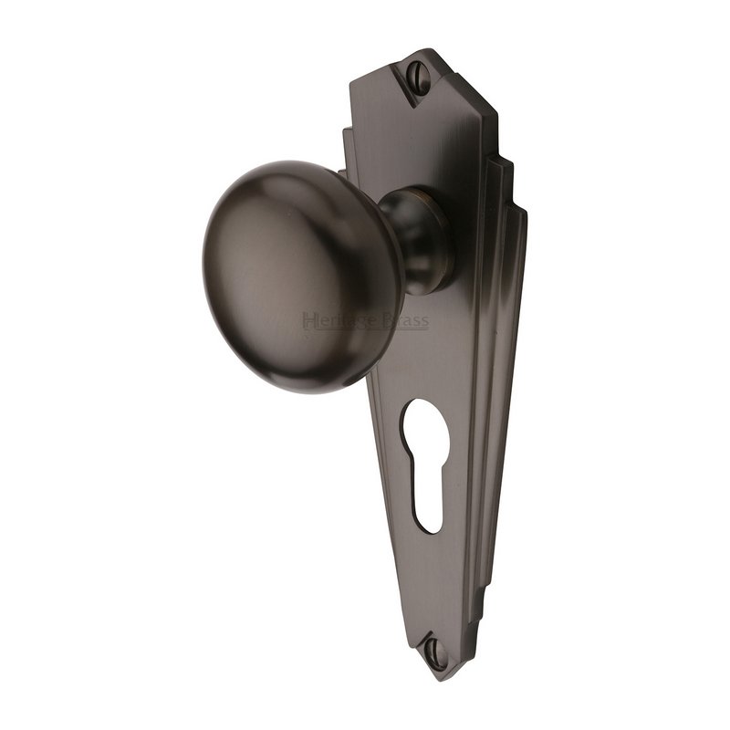 Broadway Door Knob on Plate - BR1848-MB