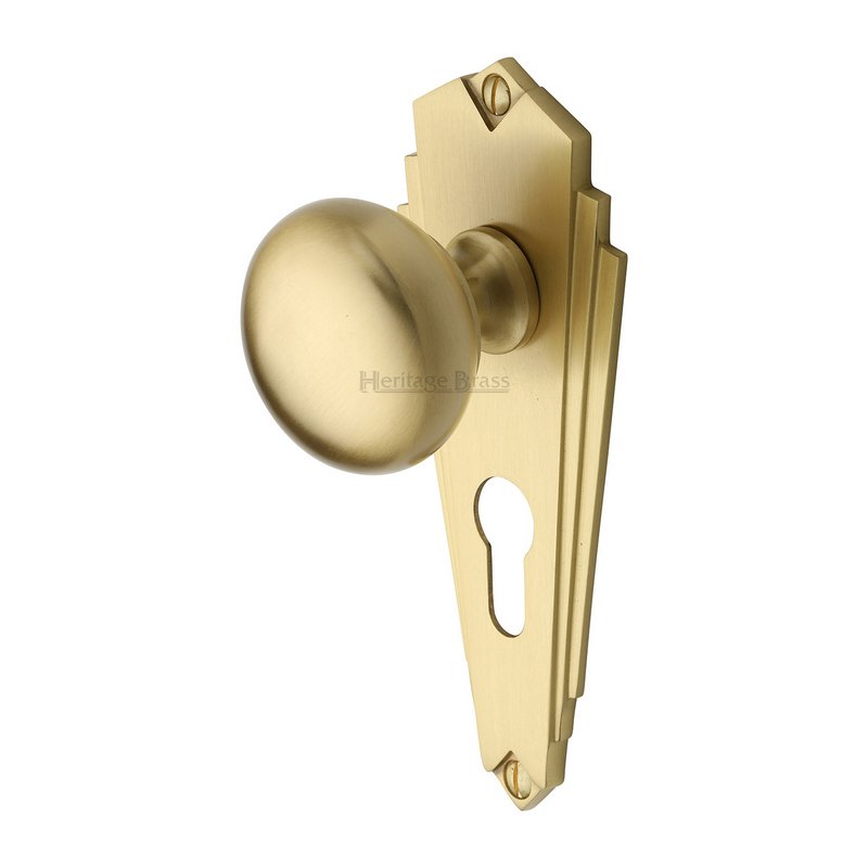 Broadway Door Knob on Plate - BR1848-SB