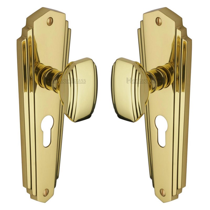 Charlston Door Knob on Plate - CHA1948-PB