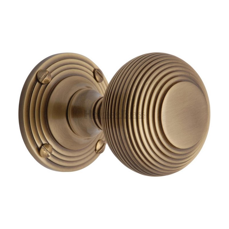 Reeded Mortice Door Knob on Rose - V971-AT