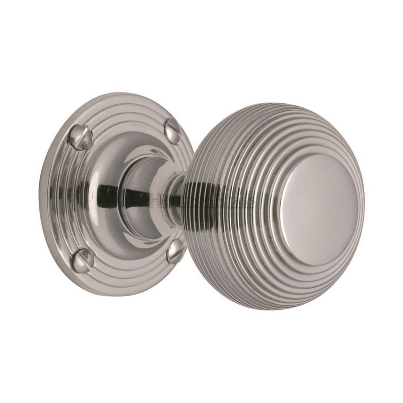 Reeded Mortice Door Knob on Rose - V971-PC