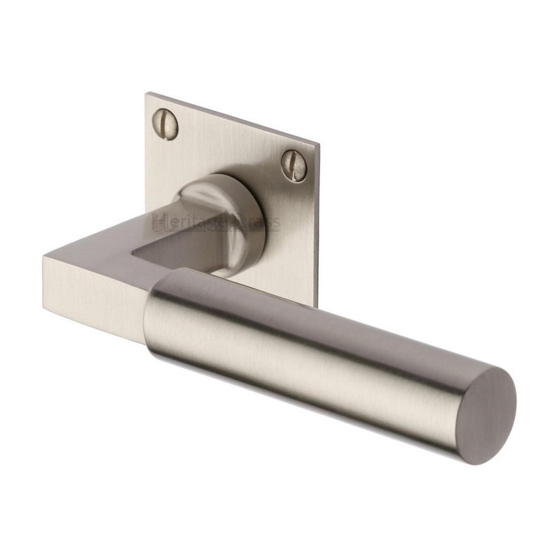 Bauhaus Low Profile Door Handle on Square Rose - BAU1926-SN