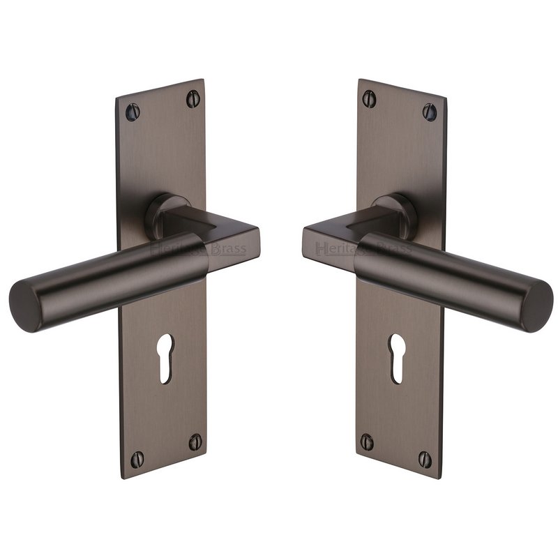 Bauhaus Door Handle on Plate - BAU7300-MB