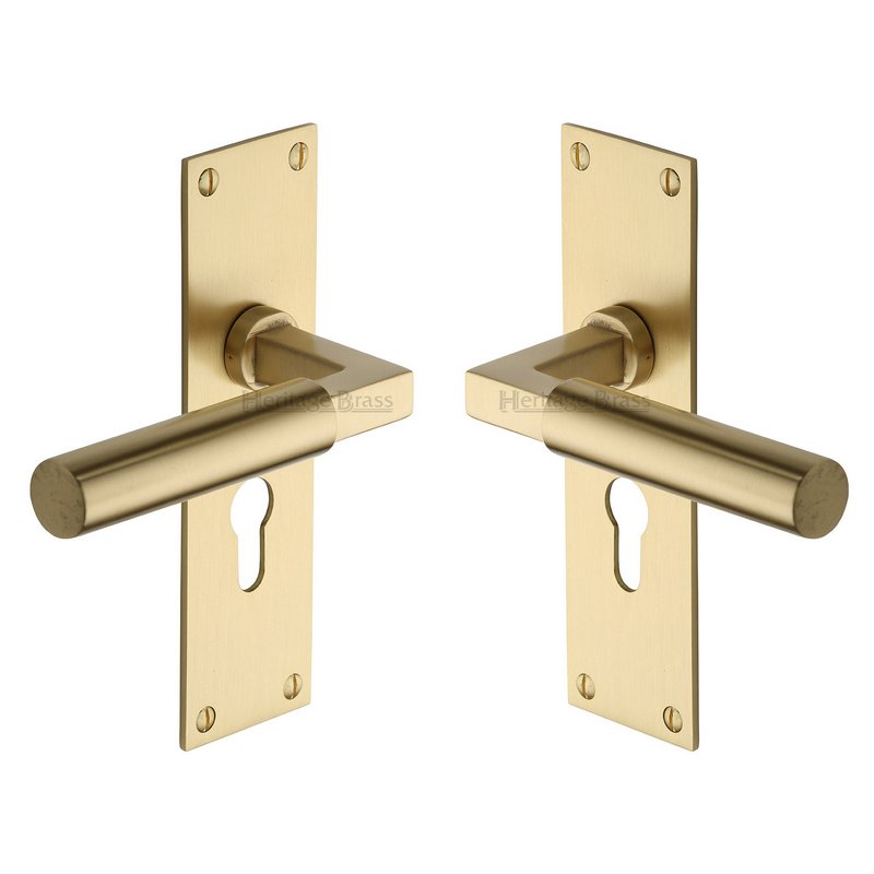 Bauhaus Door Handle on Plate - BAU7348-SB