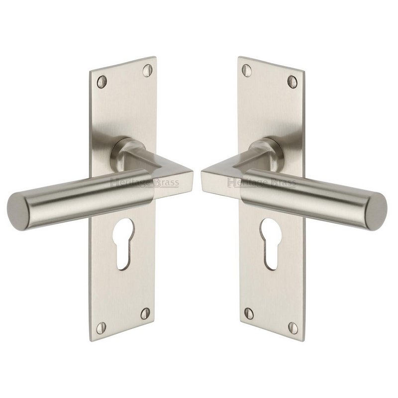 Bauhaus Door Handle on Plate - BAU7348-SN