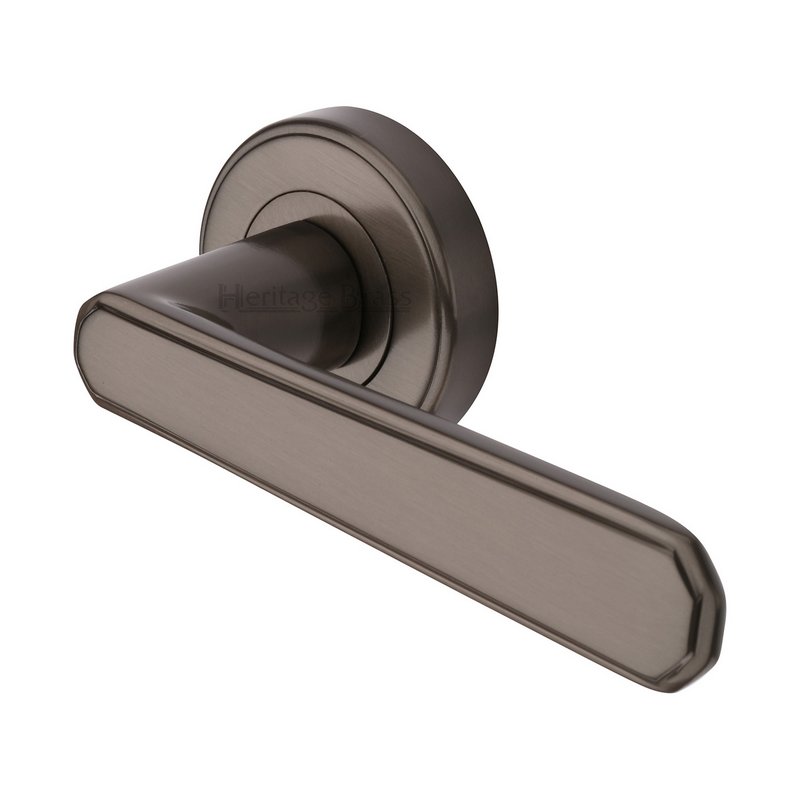 Century Door Handle on Round Rose - CEN1924-MB