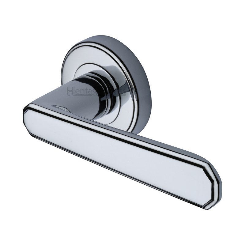 Century Door Handle on Round Rose - CEN1924-PC