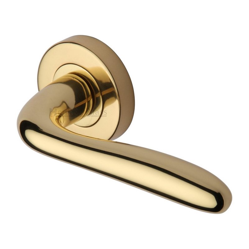 Columbus Door Handle on Round Rose - COL1762-PB