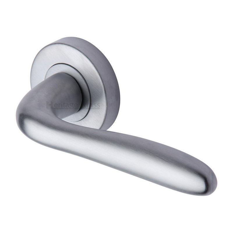 Columbus Door Handle on Round Rose - COL1762-SC