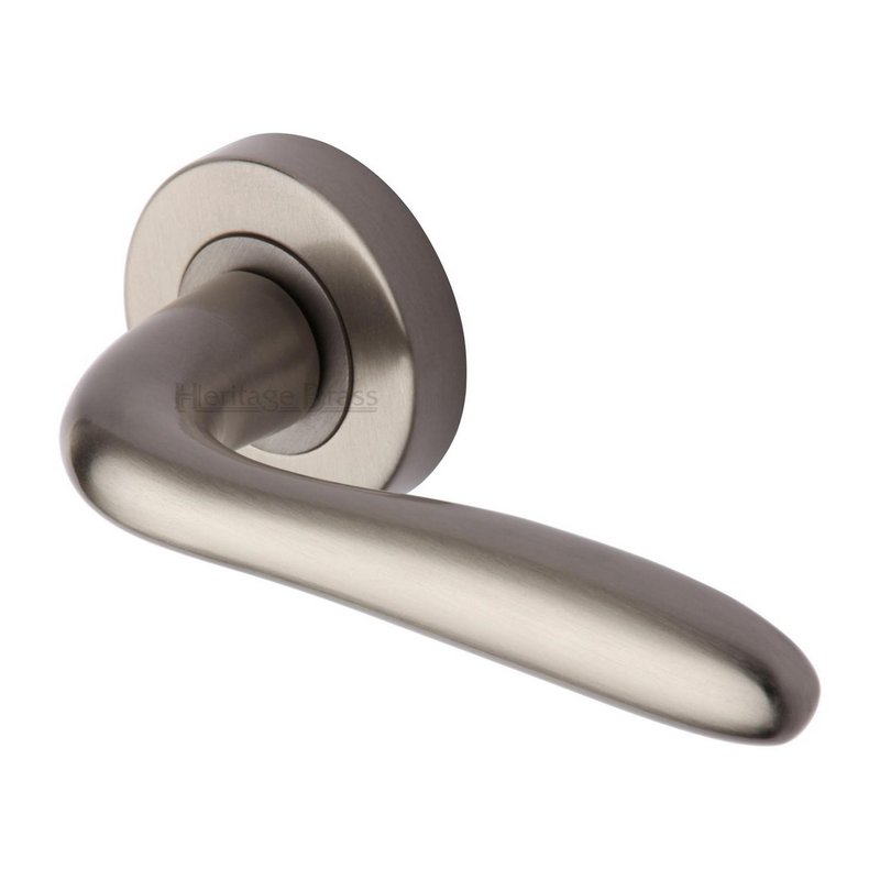 Columbus Door Handle on Round Rose - COL1762-SN