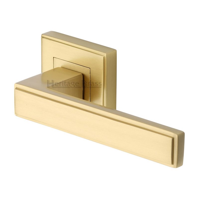 Linear Sq Door Handle on Square Rose - DEC5430-SB