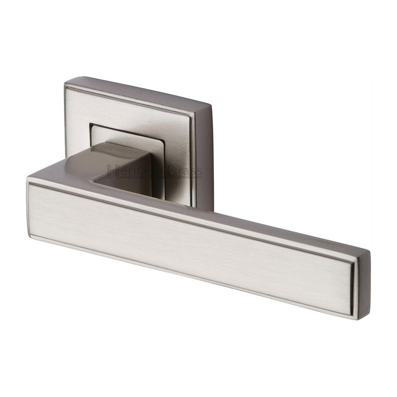 Linear Sq Door Handle on Square Rose - DEC5430-SN