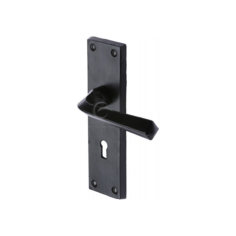 Black Iron Bridgnorth Door Handle on Plate - FB2500
