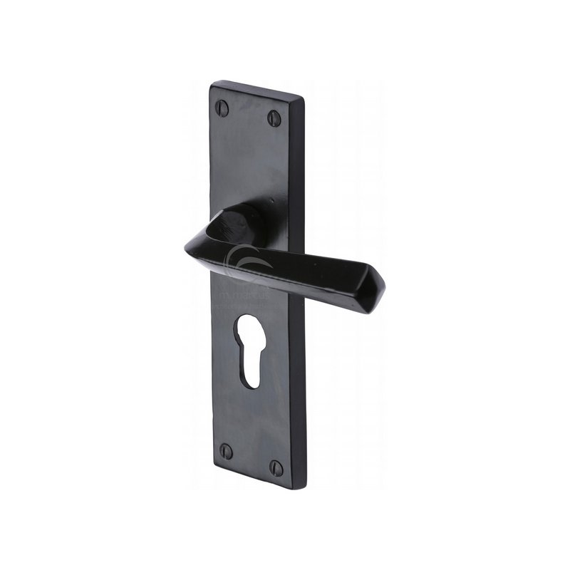 Black Iron Bridgnorth Door Handle on Plate - FB2548