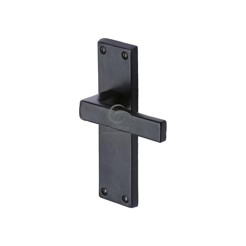 Black Iron Cheswell Door Handle on Plate - FB3110