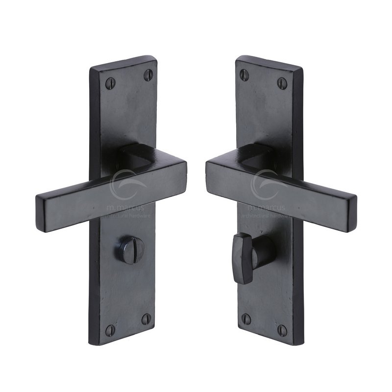 Black Iron Cheswell Door Handle on Plate - FB3130