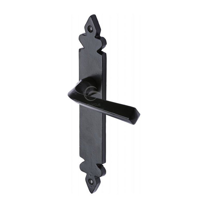 Black Iron Ironbridge Door Handle on Plate - FB3610
