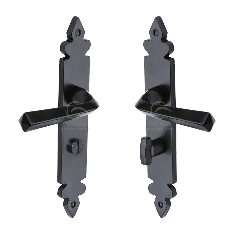 Black Iron Ironbridge Door Handle on Plate - FB3630