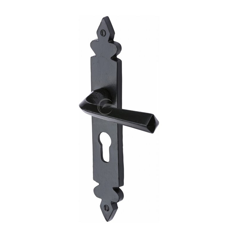 Black Iron Ironbridge Door Handle on Plate - FB3648