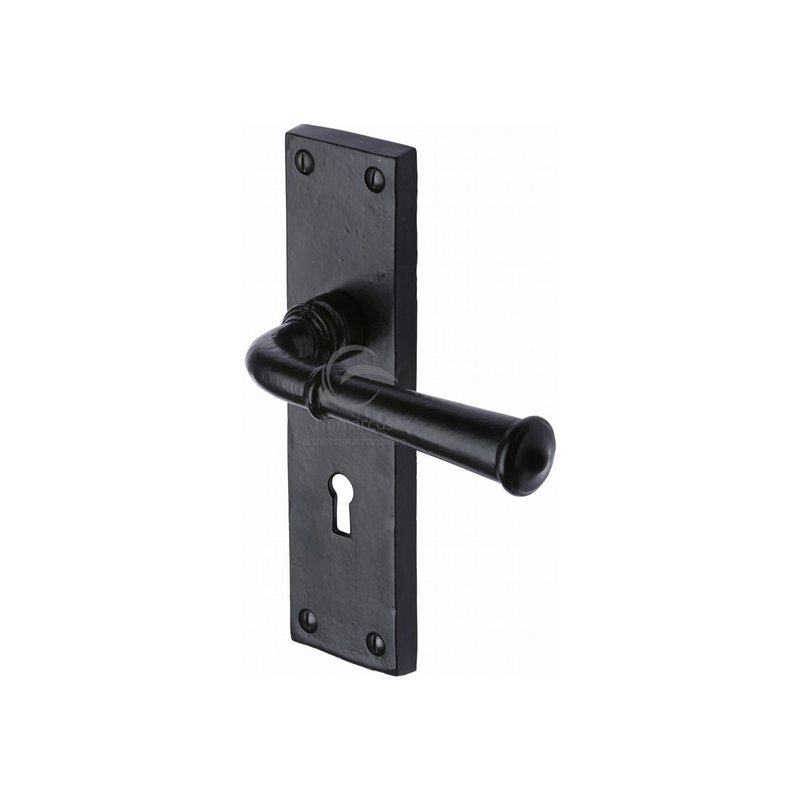 Black Iron Ashfield Door Handle on Plate - FB3700