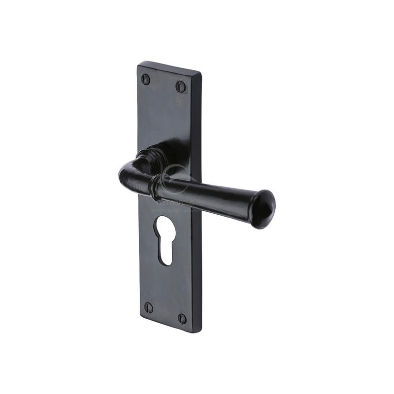 Black Iron Ashfield Door Handle on Plate - FB3748