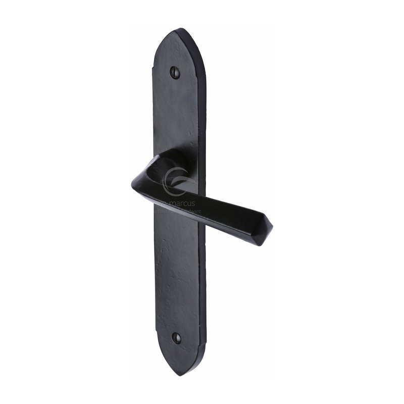 Black Iron Grafton Door Handle on Plate - FB4410