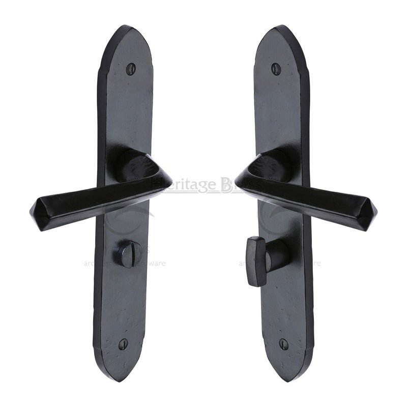 Black Iron Grafton Door Handle on Plate - FB4430